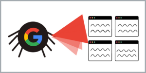 graphic showing Google scanning pages to index